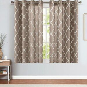 54-Inch L Taupe Linen Living Room Bedroom Kitchen Curtain Drapes